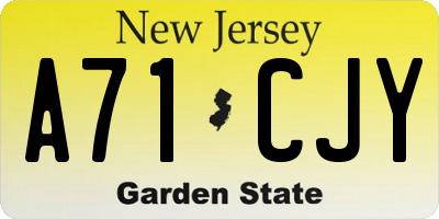 NJ license plate A71CJY