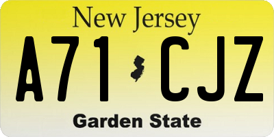 NJ license plate A71CJZ