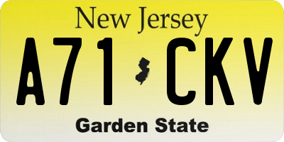 NJ license plate A71CKV
