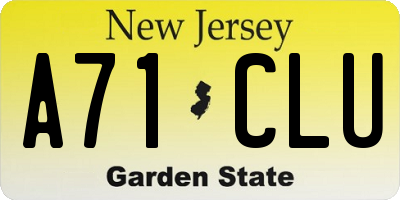 NJ license plate A71CLU