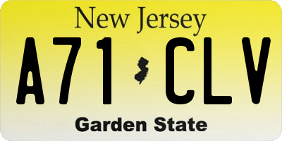 NJ license plate A71CLV