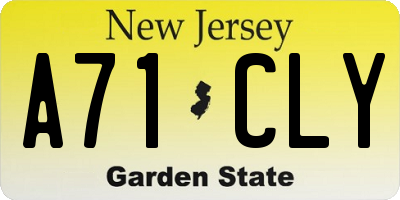 NJ license plate A71CLY