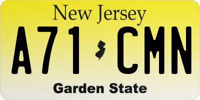 NJ license plate A71CMN