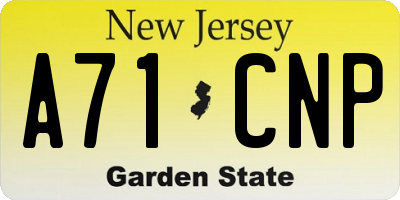 NJ license plate A71CNP