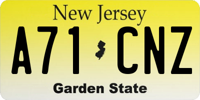 NJ license plate A71CNZ