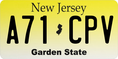 NJ license plate A71CPV