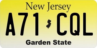 NJ license plate A71CQL