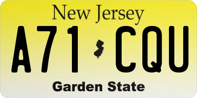 NJ license plate A71CQU