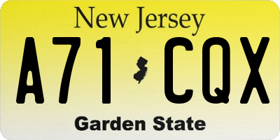 NJ license plate A71CQX