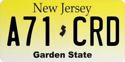 NJ license plate A71CRD