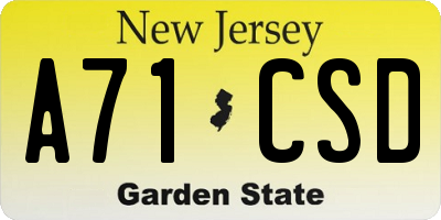 NJ license plate A71CSD