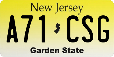 NJ license plate A71CSG