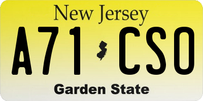 NJ license plate A71CSO