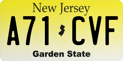 NJ license plate A71CVF