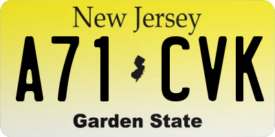 NJ license plate A71CVK