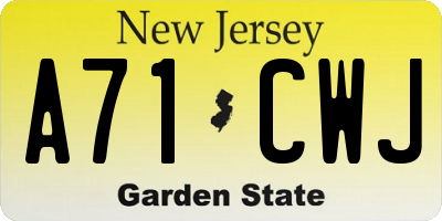 NJ license plate A71CWJ