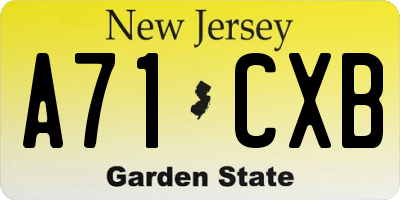 NJ license plate A71CXB