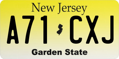 NJ license plate A71CXJ