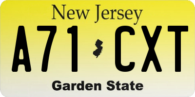 NJ license plate A71CXT