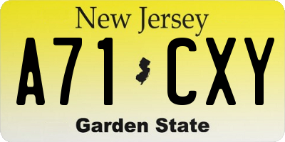 NJ license plate A71CXY