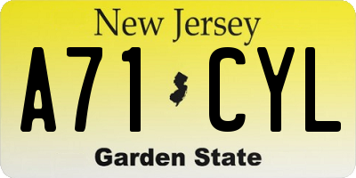 NJ license plate A71CYL