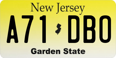 NJ license plate A71DBO