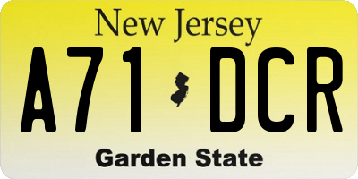 NJ license plate A71DCR