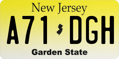 NJ license plate A71DGH