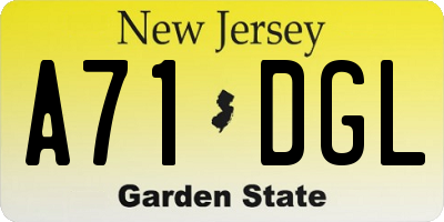 NJ license plate A71DGL
