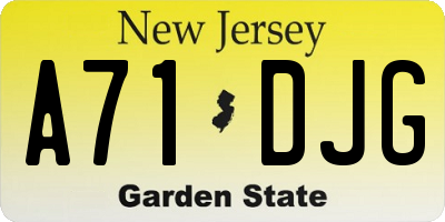 NJ license plate A71DJG