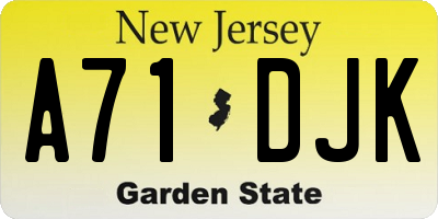 NJ license plate A71DJK