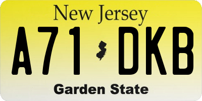 NJ license plate A71DKB