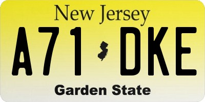 NJ license plate A71DKE