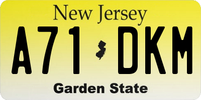 NJ license plate A71DKM