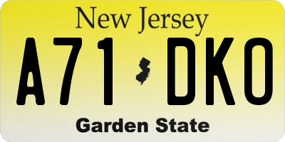 NJ license plate A71DKO