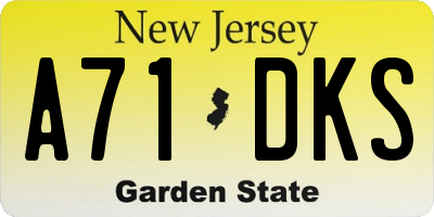 NJ license plate A71DKS