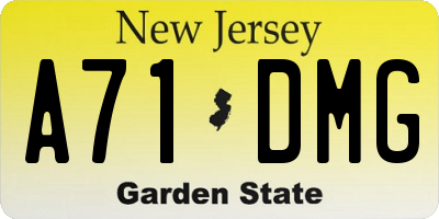 NJ license plate A71DMG