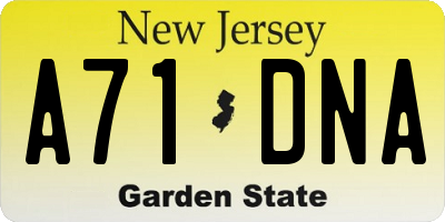 NJ license plate A71DNA