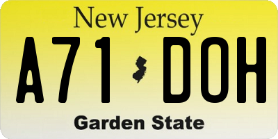 NJ license plate A71DOH