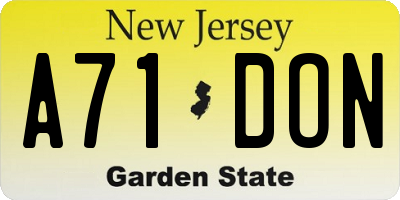 NJ license plate A71DON