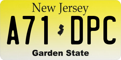 NJ license plate A71DPC