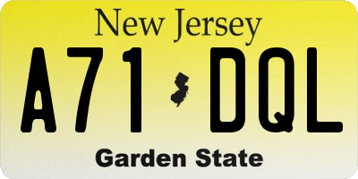 NJ license plate A71DQL