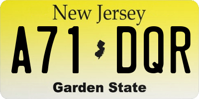 NJ license plate A71DQR