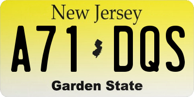 NJ license plate A71DQS
