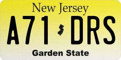 NJ license plate A71DRS