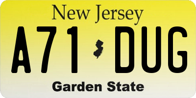 NJ license plate A71DUG
