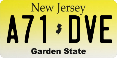NJ license plate A71DVE