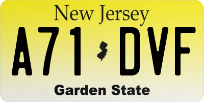 NJ license plate A71DVF