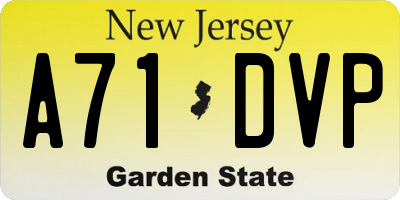 NJ license plate A71DVP