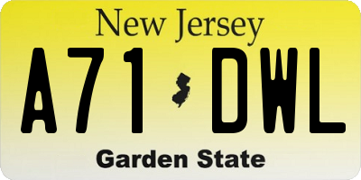 NJ license plate A71DWL